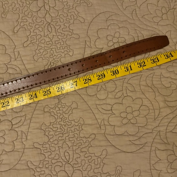 Ralph Lauren Brown Leather Belt with Gold Buckle and Cut Out Detail, Size S-M - Picture 4 of 7